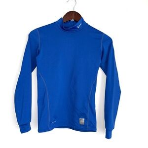 NIKE Dri-Fit Boys Large Blue Mock Neck Long Sleeve Compression Base Layer L6